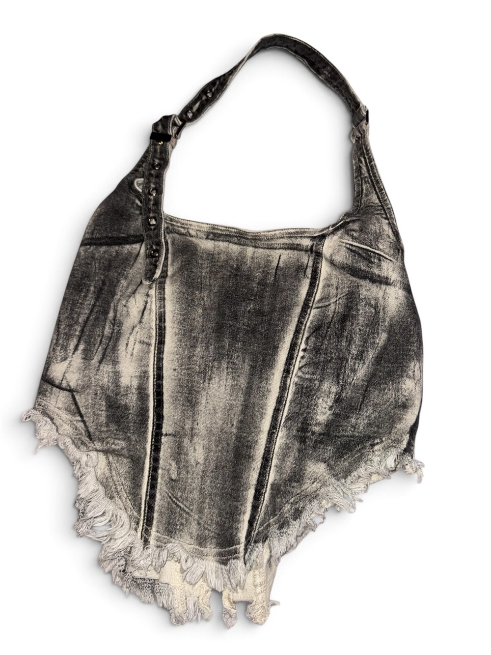 edge Washed Canvas Hobo Bag in Cream & Black Accent